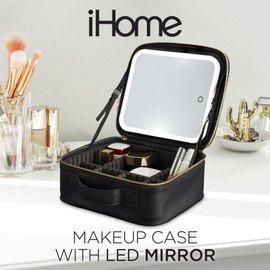 iHome iHome Travel Makeup Bag with LED Mirror, Makeup Organizer with Lighted Mirror, Ideal Travel Essentials for Women (iCVS20)