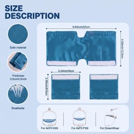 Satin Mask Strap Covers, Mask Cushions, Strap Cover Pads Compatible with DreamWear or AirFit N30i/P30i Headgear Cover Set Hair Protector for Women Face Cushion (Navy Blue)