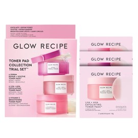 Glow Recipe Toner Pads Trial Set (12-Piece Kit) - Exfoliating, Soothing & Brightening Korean Facial Pads | Fragrance-Free 5-Minute Treatment for Sensitive Skin