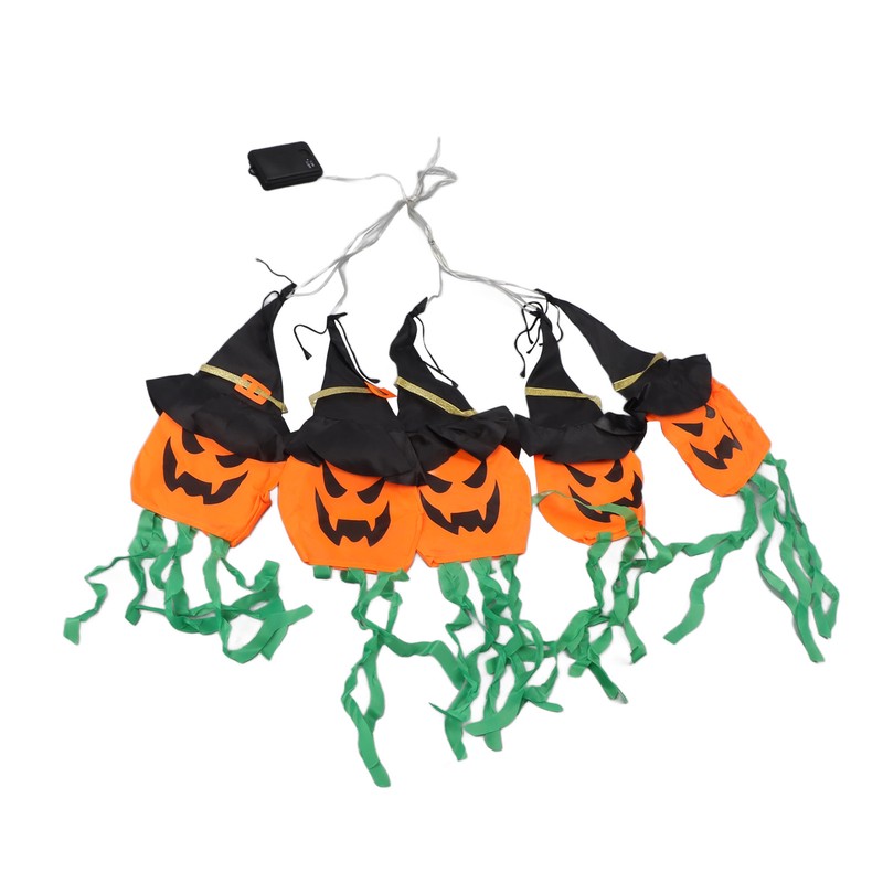 Pumpkin String Lights Clear Pattern Spooky Ambience Battery Powered LED