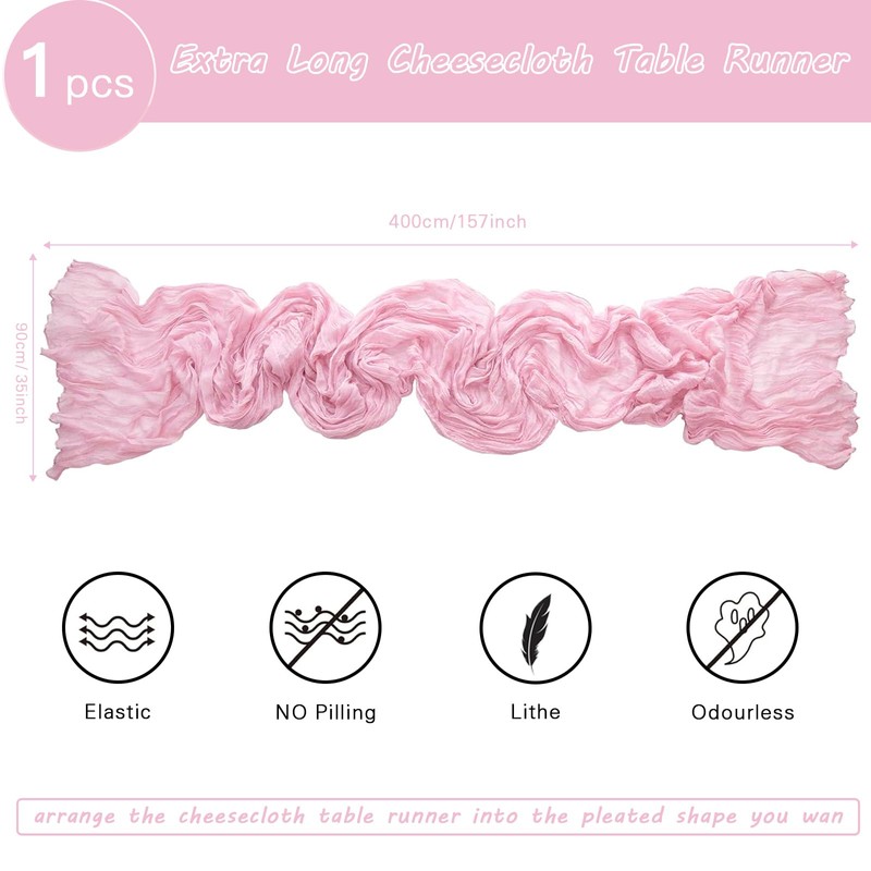 YALLOVE Cheese Cloth Table Runner, 1 Pack 90 x 400