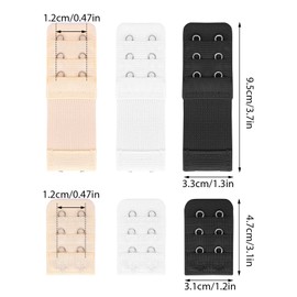 Lusofie 6 Pieces Bra Extenders 2 Hooks 3 Row Soft and Comfortable Elastic Bra Strap Extender Bra Extender for Women Lady(Skin, White, Black)