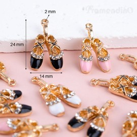 Framendino, 30 Pack Ballet Shoe Charms Pendants Dancing Charm Enamel Ballerina Shoes Pendant for Keychains Earrings Bracelets Necklaces DIY Crafts