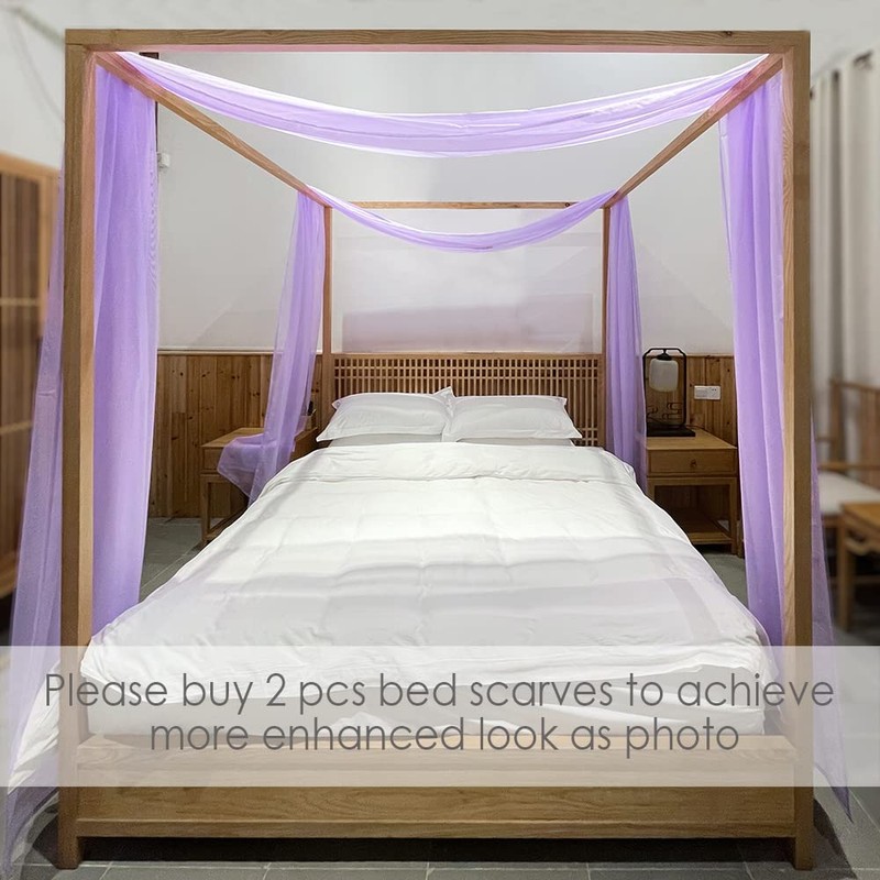 Linentalks Canopy Bed Scarf, Luxury Sheer Bed Canopy Scarf, Sheer