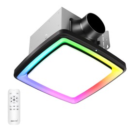 Akicon Bathroom Exhaust Fan with RGB Light, 110 CFM 1.5 Sones Bathroom Vent Fan with Humidity Sensor & Dimmable 3CCT LED Light, Square, Black, No Wall Switch Required