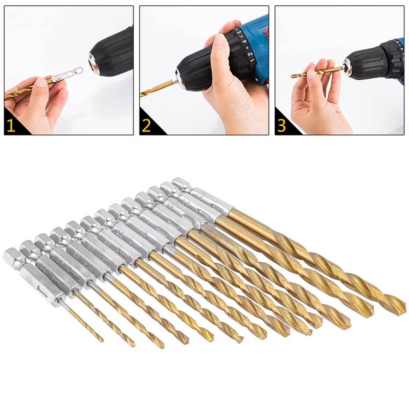 Bestgle 13 Piece Hex Shank Drill Bit Tip Set, Chamfer Hole