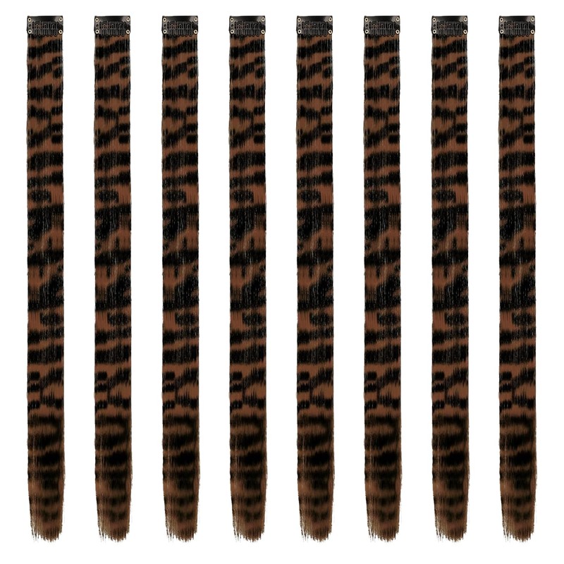 8PCS Raccoon Tail Hair Extensions,Chocolate Brown Scene Hair Extensions