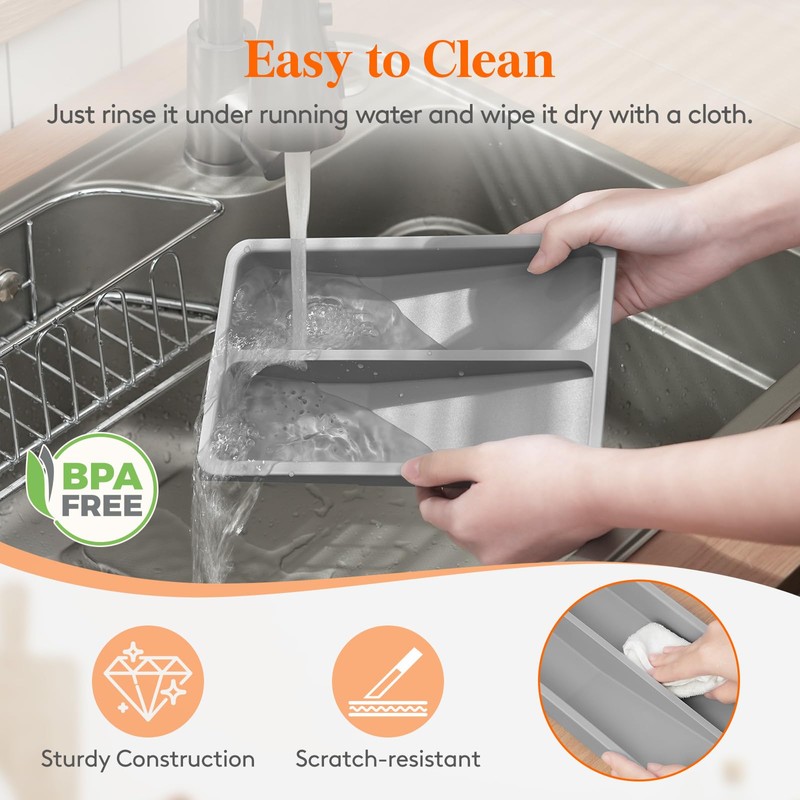 Lifewit Compact Silverware Organizer for Kitchen Drawer, Narrow Flatware Tray