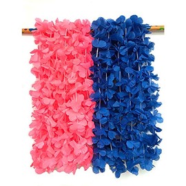 LITTLE FEATHER Pink and Blue flower Leis for Baby Shower Tropical Hawaiian Luau Flower Necklace Party Favors,Pack of 12