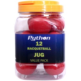 Python Red Racquetballs (Value Pack - 12 Ball Jug/Lightning Fast!)