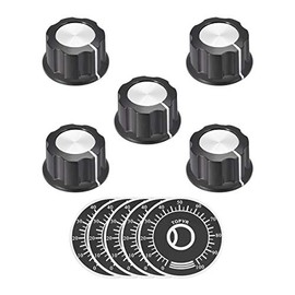 sourcing map Plastic Potentiometer Rotary Knob 6mm Insert Shaft with 40mm 0-100 Dial Face Plate 5pcs