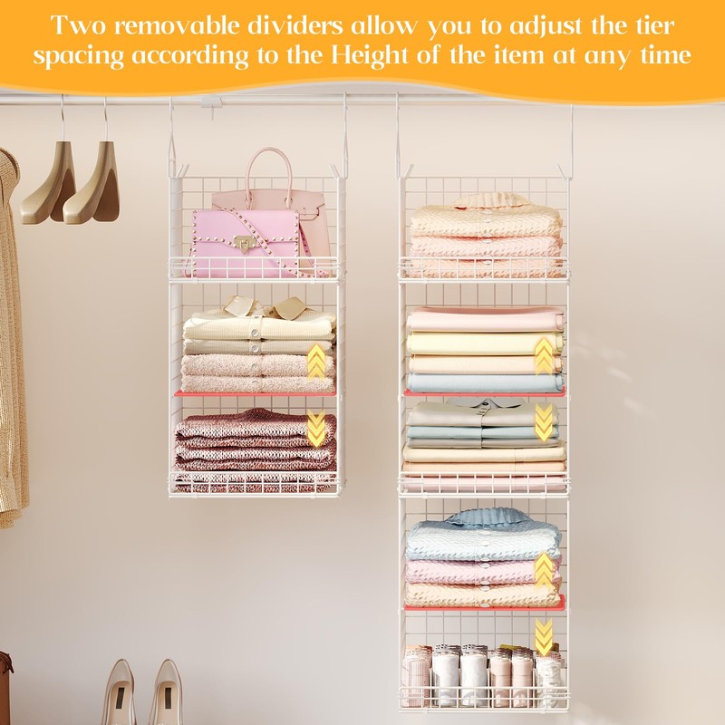 Yuyetuyo ﻿5 Tier Hanging Closet Organizer Separable Hanging Closet Shelves