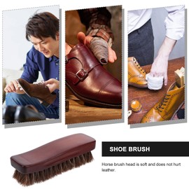 Horsehair Shoe Brush with Ergonomic Handle, Wooden Bristle Boot Brush for Leather Shoes, Compact Shoe Polishing Tool for Home Use