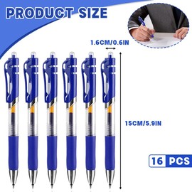 OFFCUP Rollerball Pens, 16pcs Retractable Ballpoint Pens, Gel Pens with Pocket Clip Liquid Ink Rollerball Pen Black ink Smooth Pens for Adult Writing Note Taking School & Office Supply (Blue)