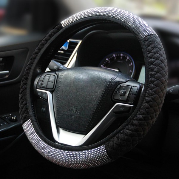 Funda para volante de automóvil con diamantes de imitación, ajuste