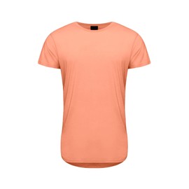 VICTORIOUS Men's Hipster Long Length Drop Cut Scallop Curved Hem T-Shirt TS270 - Coral - Large - A1B