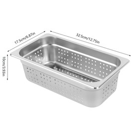 Hotel Pans, 2-Pack 1/3 Size Stainless Steel Perforated Steam Table Pan, 4" Deep, Food Grade, Anti-Jam, Commercial Buffet Pan for Kitchen, Drain & Steam Vegetables, Dishwasher & Oven Safe
