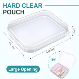 Sanwuta 10 Pcs Hard Zipper Case Clear Hard Pouches Plastic Zipper Pencil Box Toy Storage Bins Portable Plastic Containers for Travel Toiletry Office Cosmetic Blocks Puzzles Organizer (M)
