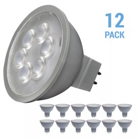 Satco 12 Pack 15 Degree Spot LED 12V 4.5W 35W MR16 2-Pin GU5.3 Gray 3000K Soft White