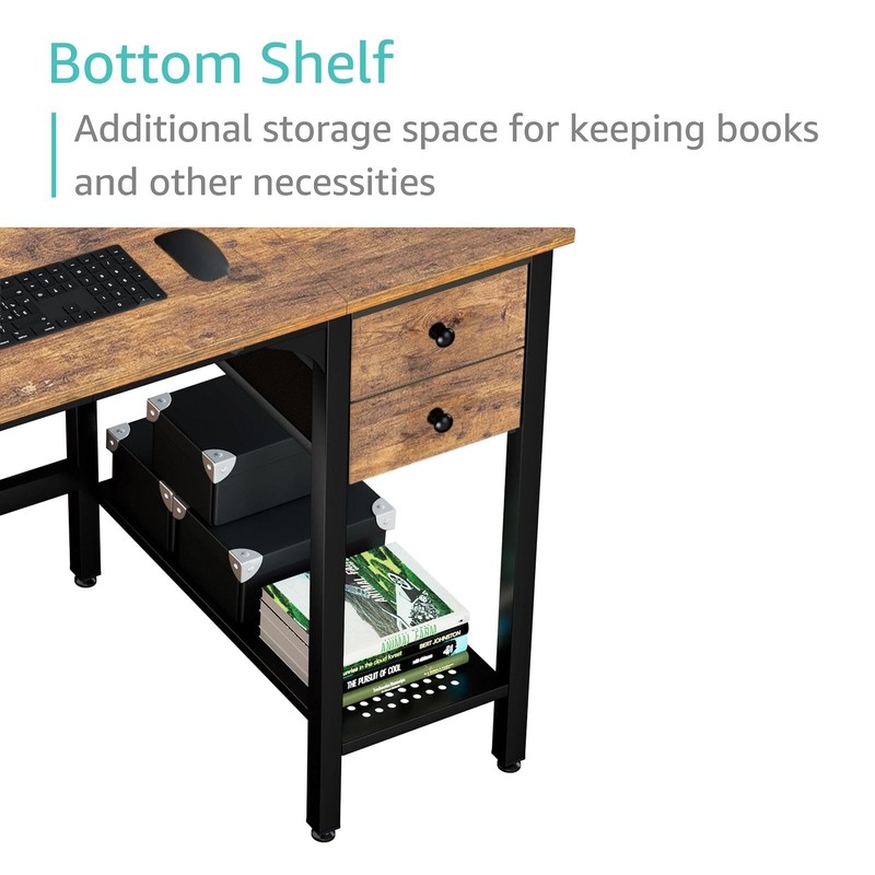 Lufeiya Computer Desk with Drawers - 40 Inch Work Reversible