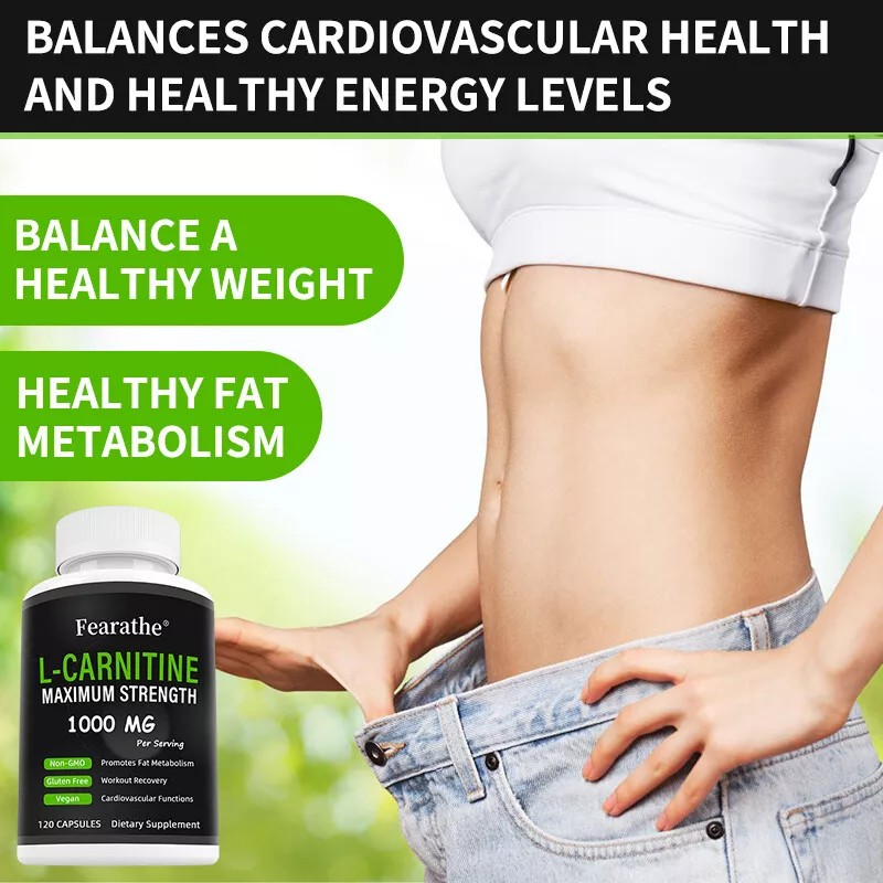 L-Carnitine 1000mg Maximum Strength Capsules - Non-GMO and Gluten Free