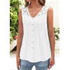 Womens Summer Lace Tank Tops Casual Ladies Button V Neck
