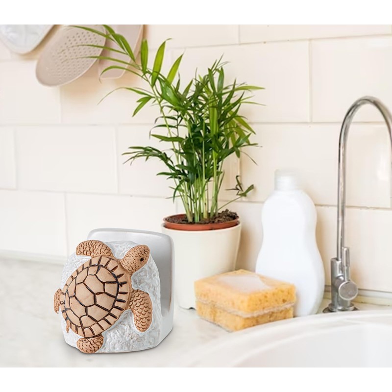 dgudgu Turtle Kitchen Sponge Holder for Kitchen Sink Ceramic Kitchen