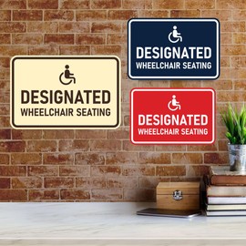 Signs ByLITA Classic Framed Designated Wheelchair Seating Sign (Blue) - Medium