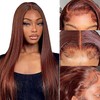 Hxxcoup Straight #33 Reddish Brown Human Hair Wig 13x6 Transparent