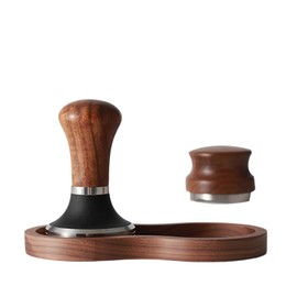 Jicyor Tamper Mat, Tamper Station 51-53-58 mm General, Coffee Tamping Mat, Wooden Tamper Station, Tamping Station for Barista Accessories for Portafilter, Tamper Tray in the Shape of Number 8 (Walnut)