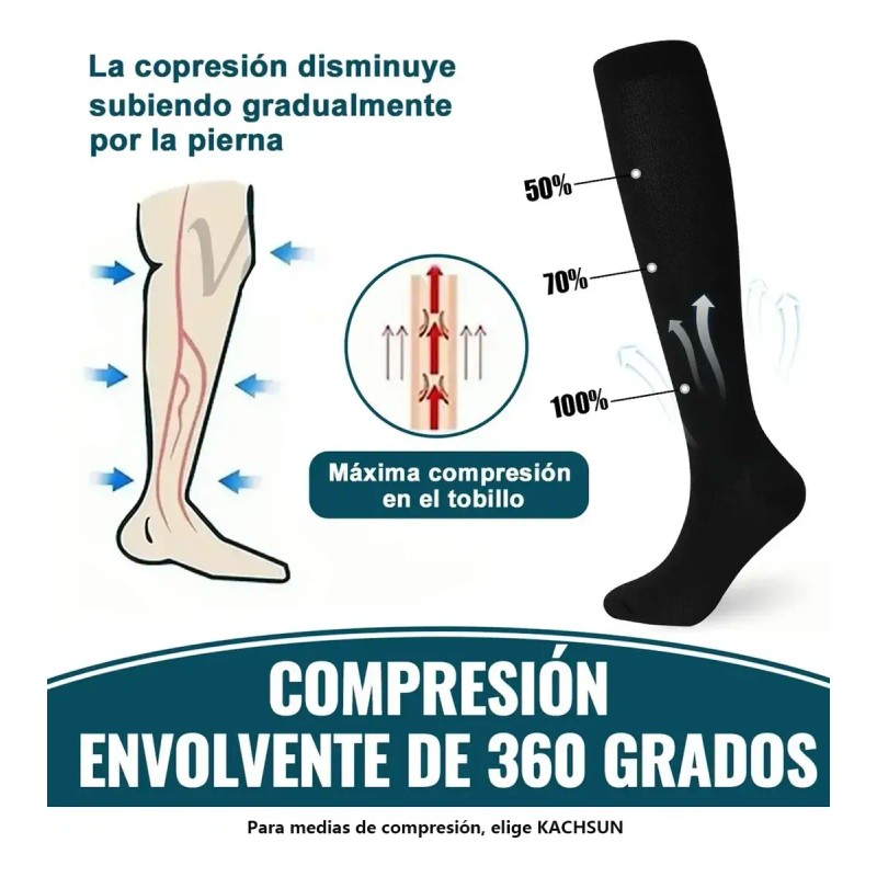 8 Pares Calcetas Compresión U Alivia Varices Y Circulación