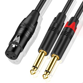 Dual 1/4 inch to XLR Female Y Splitter Cable, tunghey Female XLR to Dual 6.35mm TS Mono Plug Microphone Audio Converter Adapter for mic, Mixer, Amplifier, Sound Card, KTV, Home Theater (2m)