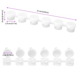 JEUIHAU 100 Strips 600 Pots 3ml Empty Mini Paint Cups with Lids Empty Paint Pots Stripes Small Transparent Storage Containers Paint Pot Pallets for Art Festival Summer Camp
