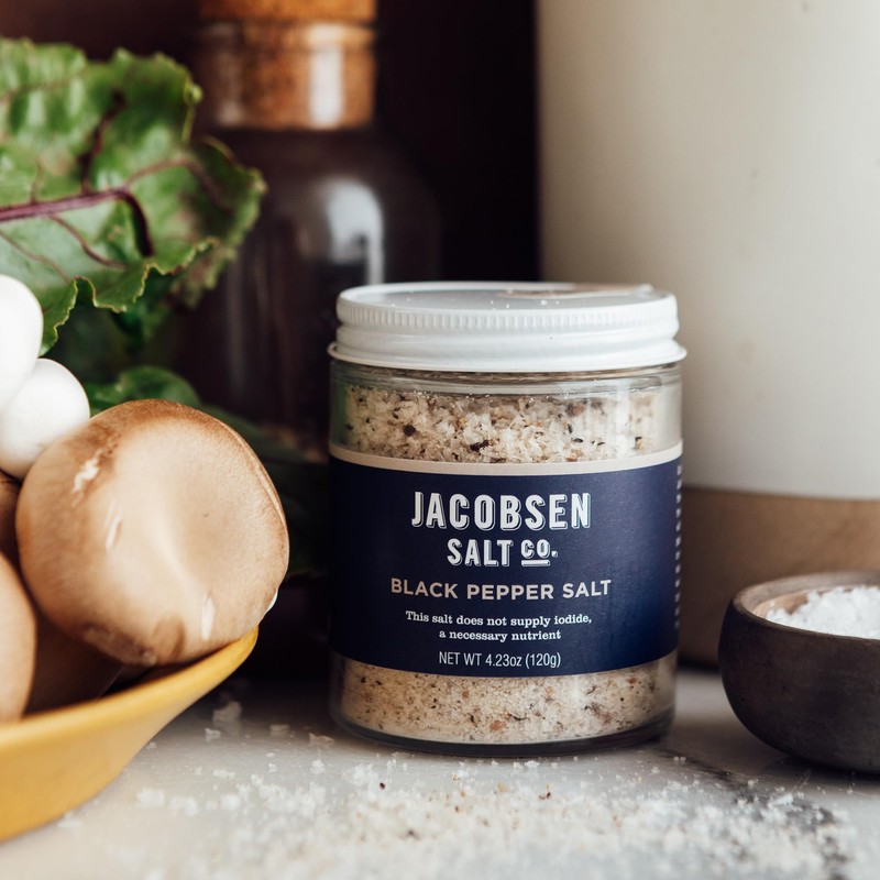 Jacobsen Salt Co. Black Pepper Kosher Sea Salt, Non-Iodized, 4.23