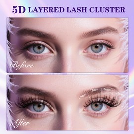 B&Q 5D Fluffy Wispy Cluster Lashes 8-16mm Mix Natural Lash Clusters C Curl Individual Eyelashes Layered Lash Clusters 132pcs Soft Eyelash Clusters at Office Commute(Feath5D 07)