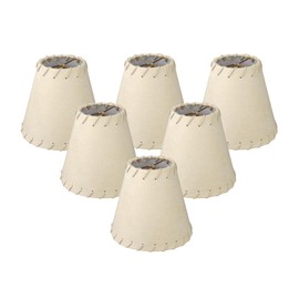 RDI Set of 6 Suede Chandelier Shade with Whipstich Trim Top and Bottom, Beige, 3 x 5 x 4.5 in, 6 Pack