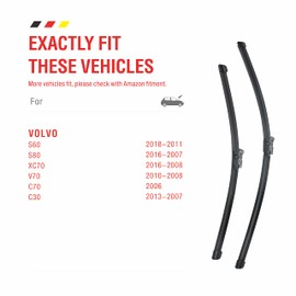 Beam Wiper Bldes 26“+20” (Top Lock 19mm) Windshield Wiper Blades for Volvo S60 2011-2018 S80 2007-2016 V60 2013 2014,OEM QUALITY Wiper Blades for My Car（Top Lock Set of 2）