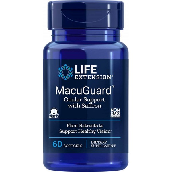 Life Extension MacuGuard Ocular Support with Saffron 60 softgels, Package may vary