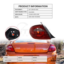Fitrite Autoparts New Left Driver Side Tail Light Lens And Housing For 2003-2005 Dodge Neon CH2800151 5288527AM