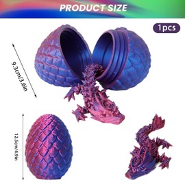 MPQDFG 3D Printed Dragon Egg with a Fully Moving Crystal Dragon, Flexible Joints, Ideal for Home and Office Decoration or Desk Toy