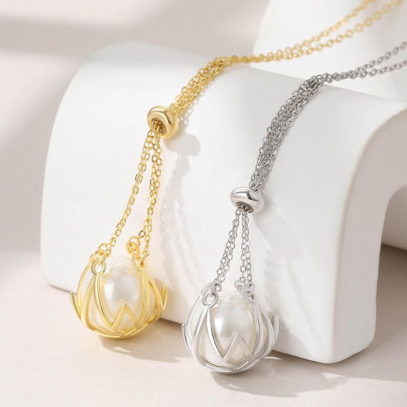 NUEAYMS Pearls Stone Holder for DIY Necklace Adjustable Empty Pendant