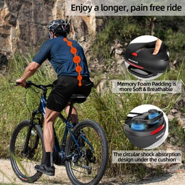 ROCKBROS Comfortable Bike Seat Bicycle Saddle for Men Women Waterproof Wide Soft Bike Cushion Dual Shock Absorbing Bike Accessories Fit for Mountain Road Bike with Reflective Strip