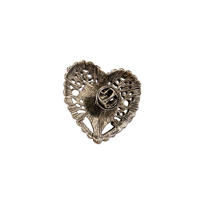 Alpenflüstern Lapel Pin Traditional Heart Antique Silver Colours API113, Metal