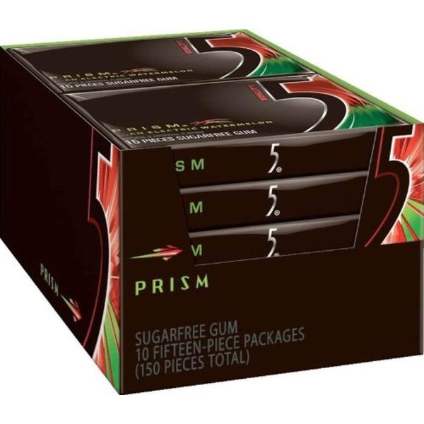Wrigley's 5 Sugar Free Gum Prism 10 pack (15 ct per pack) (Pack of 4)