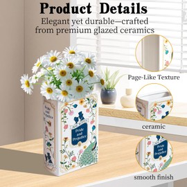 Book Shaped Decorative Vase, Ceramic Book Vase for Home Decor, Unique Book-Shaped Design for Bookshelf Decor, Elegant Home Decoration, Or Bookish Gifts