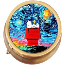 Snoopy Van Gogh Brass Pill Box