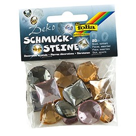 Folia 1255 – Jewellery Precious Stones Maxi Smoky Pack of 20, Multi-Colour