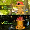 Mushroom Solar Bird Feeders for Outdoors Hanging Metal Wild Bird