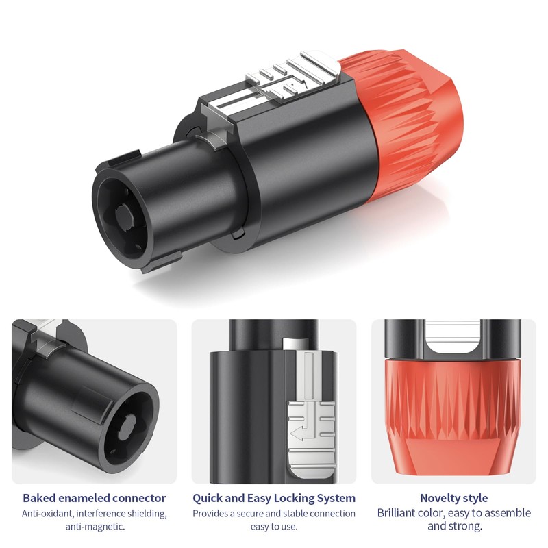 GCTBL 10 Pack 4 Pole Speakon Cable Adapter Plug Twist