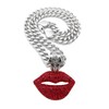 GWOOD Kissing Lips with Red Rhinestones 18 Inch 9mm Cuban